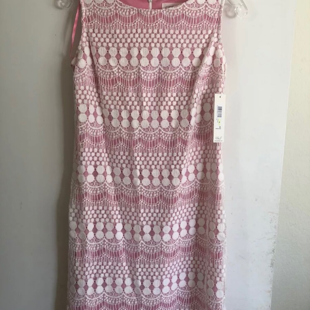 NWT Eliza J Sleeveless Lace Pink Shift Dress